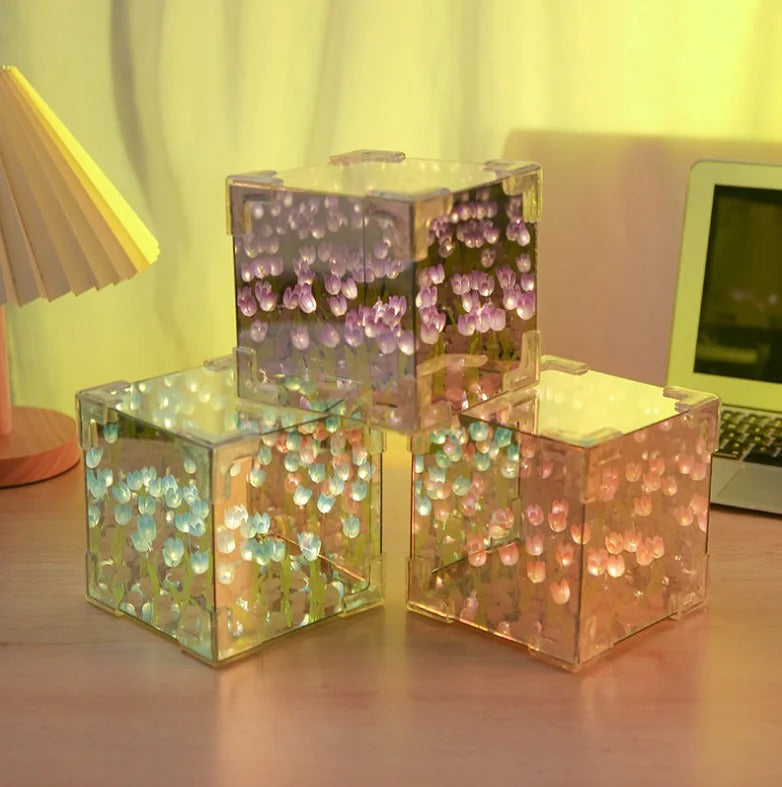 DIY Tulip Mirror Cube Lamp